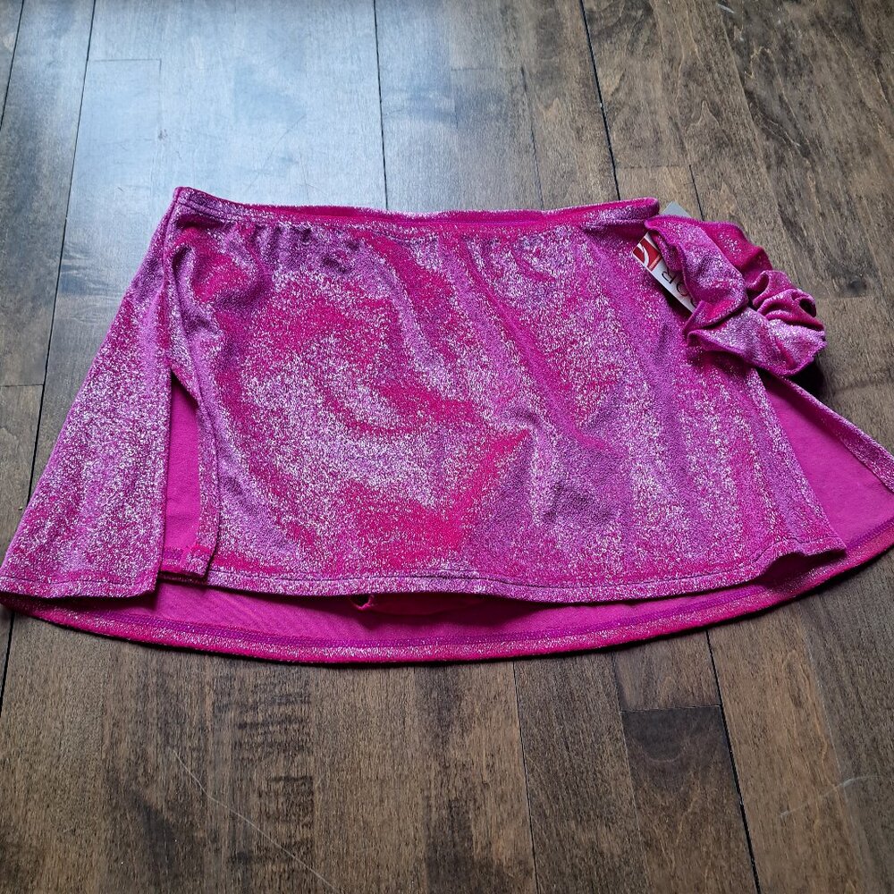 MONDOR bright pink sparkly flat figure skating skirt Adult XL New